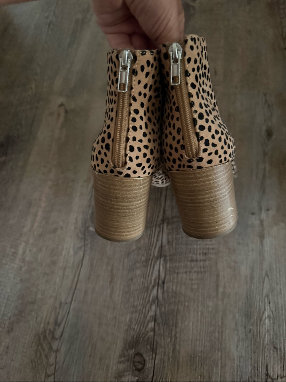 Women’s Tan Leopard Print Block Heel Ankle Boots